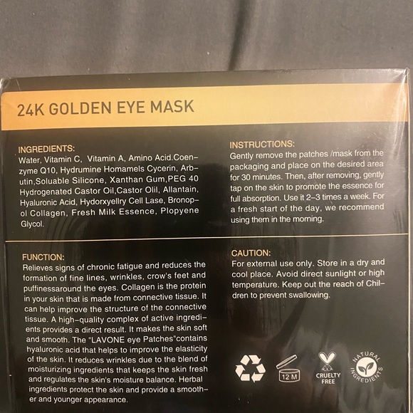 Viral Tik Tok 24k Golden Eye Mask - Picture 2 of 3